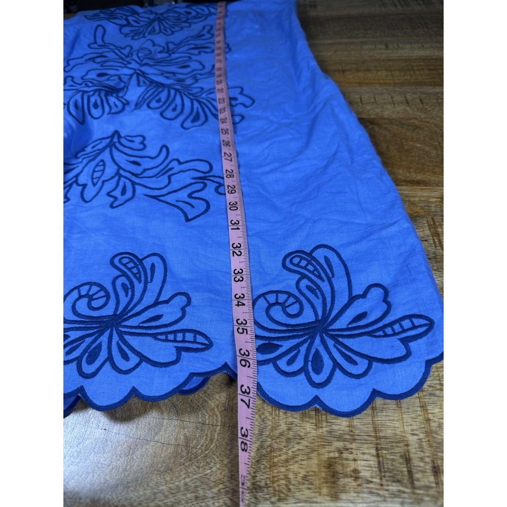 Talbots 16P Blue Linen Blend Embroidered Shift Dress Sleeveless Petite - Picture 7 of 7